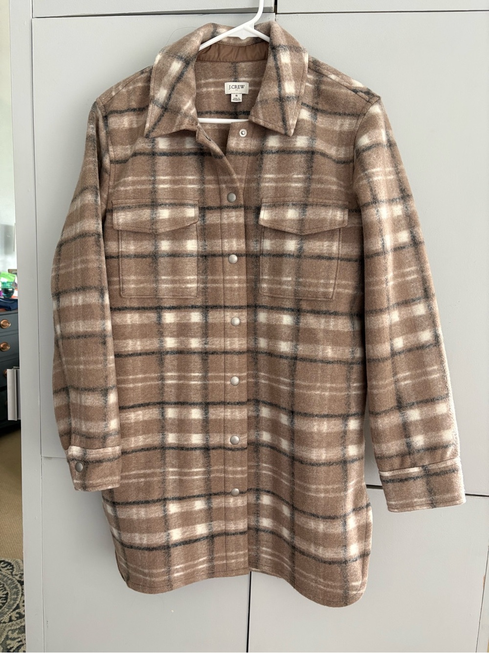 J. Crew Brown and Cream Plaid Utility Jacket